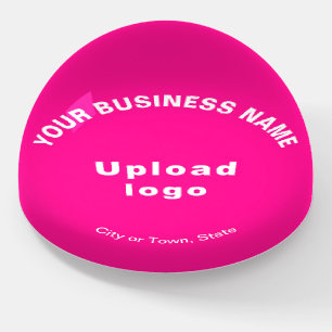 Business Brand on Pink Dome Style Paperweight