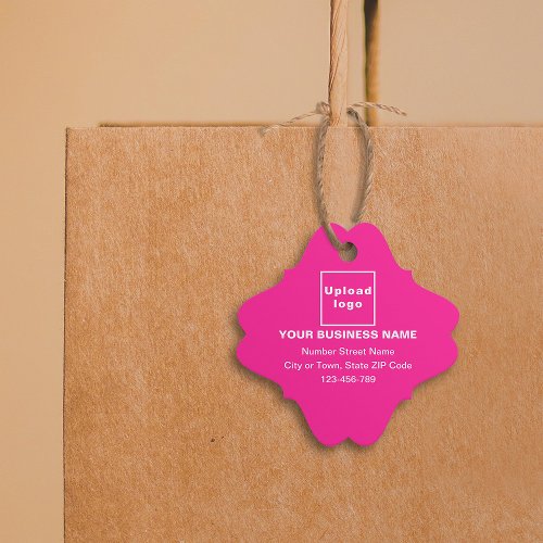 Business Brand on Pink Fancy Square Shape Tag