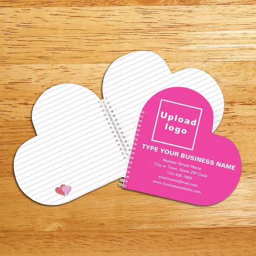 Business Brand on Pink Heart Shape Spiral Notebook