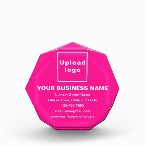 Business Brand on Pink Octagon Shape Photo Block
