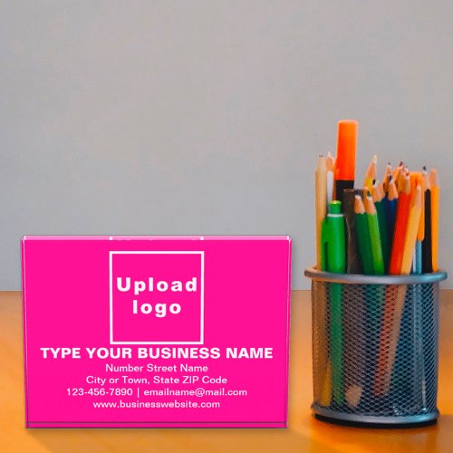 Business Brand on Pink Rectangle Acrylic Block