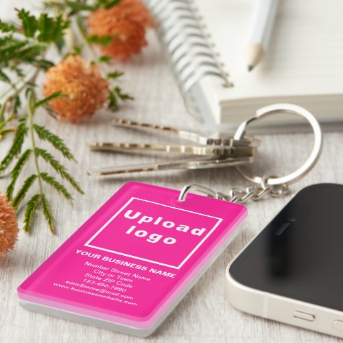 Business Brand on Pink Rectangle Acrylic Keychain