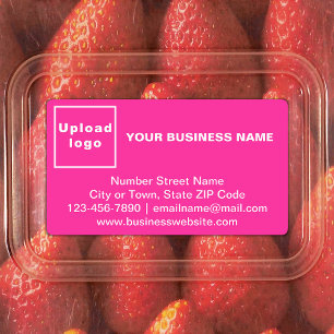 Business Brand on Pink Rectangle Adhesive Label