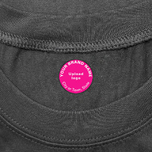 Business Brand on Pink Round Clothing Label