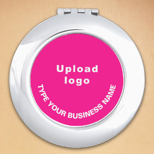 Business Brand on Pink Round Compact Mirror