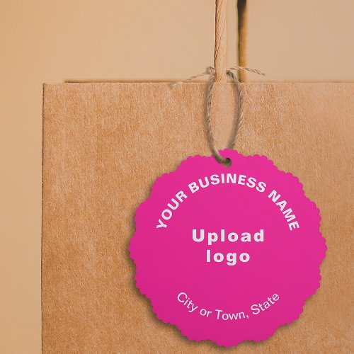 Business Brand on Pink Scalloped Paper Ornament Card