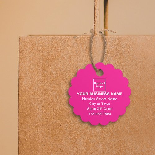 Business Brand on Pink Scalloped Round Shape Tag