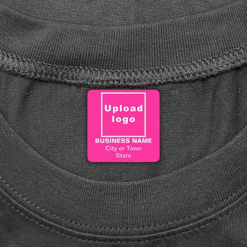 Business Brand on Pink Square Iron On Label