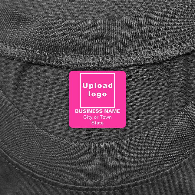 Business Brand on Pink Square Iron On Label (Pink square iron on label with your business brand)