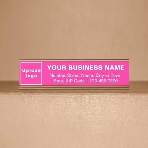 Business Brand on Pink Standard Desk Name Plate