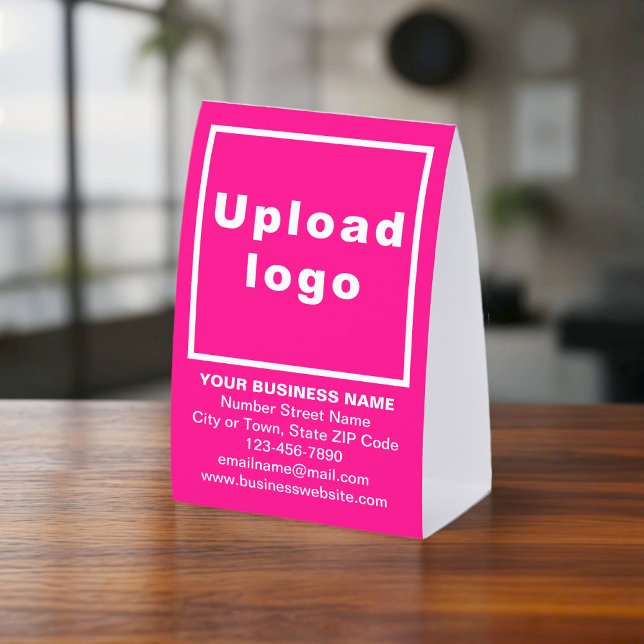 Business Brand on Pink Tent Style Table Sign (Pink paper table sign tent style with your business brand)