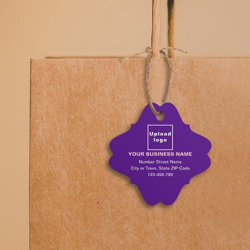 Business Brand on Purple Fancy Square Shape Tag