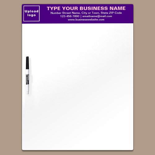 Business Brand on Purple Header of Dry Erase Board