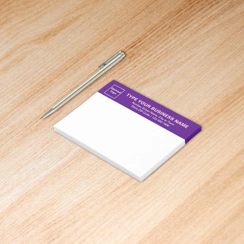 Business Brand on Purple Heading of Rectangle Post_it Notes
