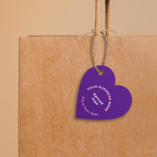 Business Brand on Purple Heart Shape Tag