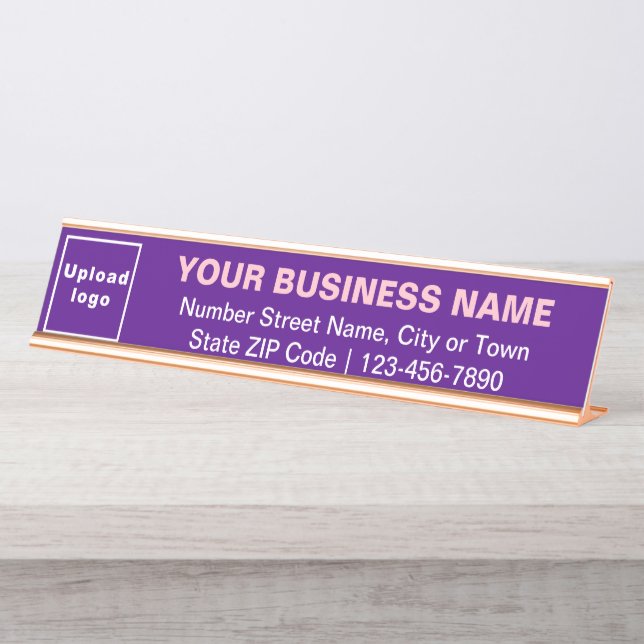 Business Brand on Purple Long Desk Name Plate (Front)