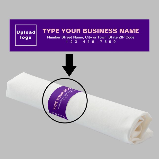 Business Brand on Purple Napkin Band (Build brand name awareness. Your business brand on purple napkin band.)