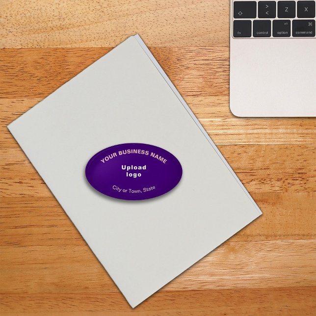 Business Brand on Purple Oval Shape Paperweight (Build brand name awareness. Your business brand on purple oval shape paperweight.)