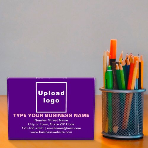 Business Brand on Purple Rectangle Acrylic Block