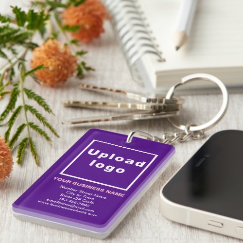 Business Brand on Purple Rectangle Acrylic Keychain