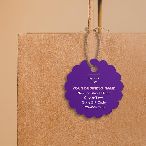 Business Brand on Purple Scalloped Round Shape Tag