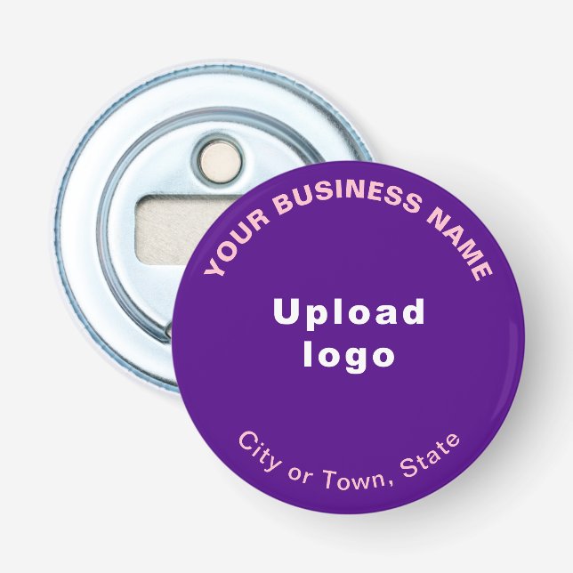 Business Brand on Purple Small Round Bottle Opener (Front)