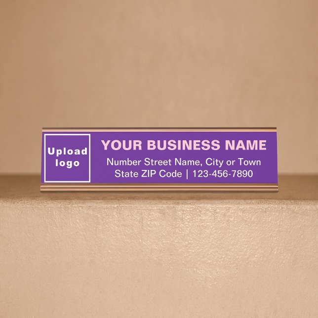 Business Brand on Purple Standard Desk Name Plate (Creator Uploaded)