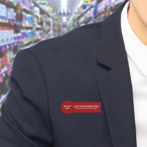 Business Brand on Red Badge Shape Name Tag