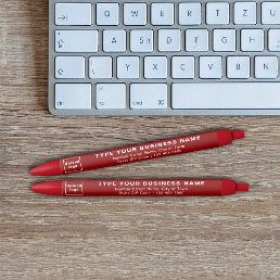 Business Brand on Red Barrel of Ink Pen