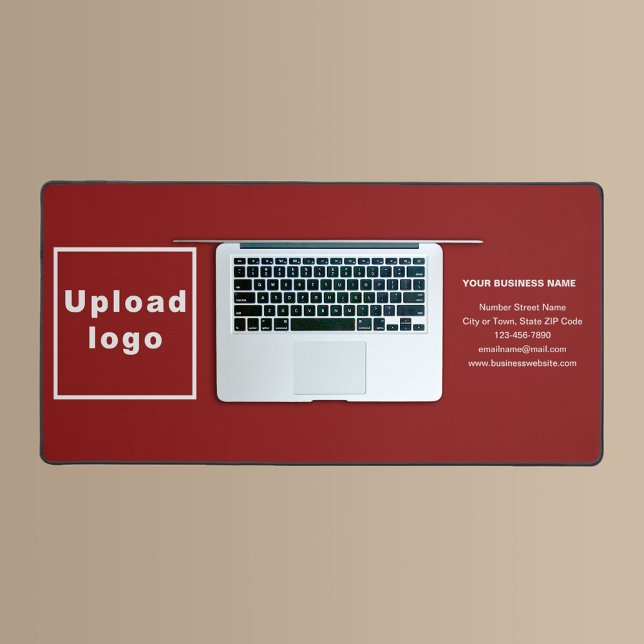 Business Brand on Red Desk Mat (Build brand name awareness. Your business brand on red desk mat.)