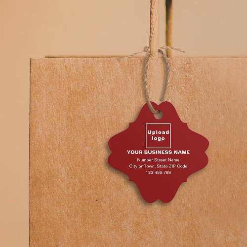 Business Brand on Red Fancy Square Shape Tag