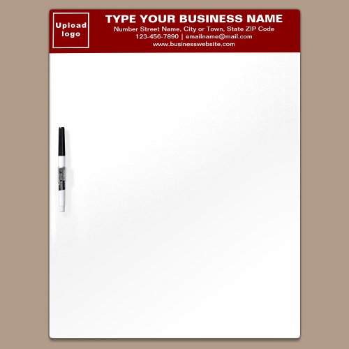 Business Brand on Red Header of Dry Erase Board