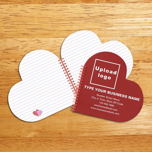 Business Brand on Red Heart Shape Spiral Notebook
