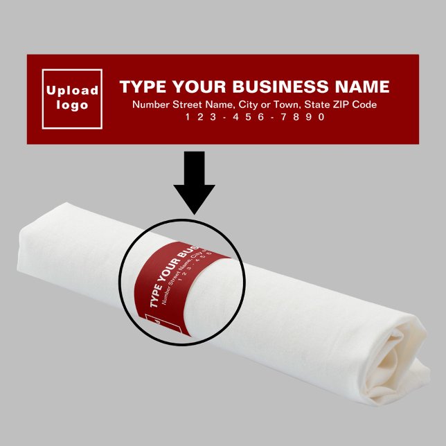 Business Brand on Red Napkin Band (Build brand name awareness. Your business brand on red napkin band.)