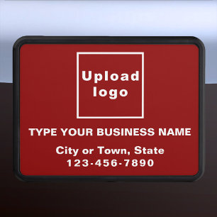 Business Brand on Red Plastic Trailer Hitch Cover