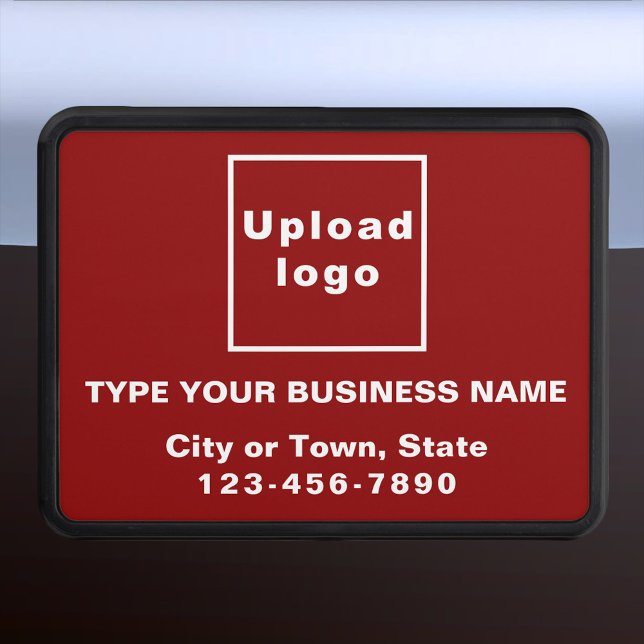 Business Brand on Red Plastic Trailer Hitch Cover (Advertise your business while on the road. Red business branding on plastic hitch cover.)