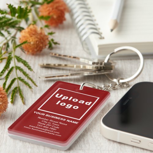 Business Brand on Red Rectangle Acrylic Keychain