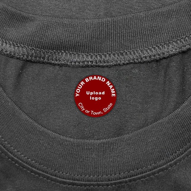 Business Brand on Red Round Clothing Label (Small red round clothing label with your business brand)