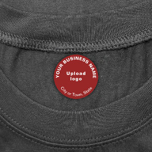 Business Brand on Red Round Iron On Label