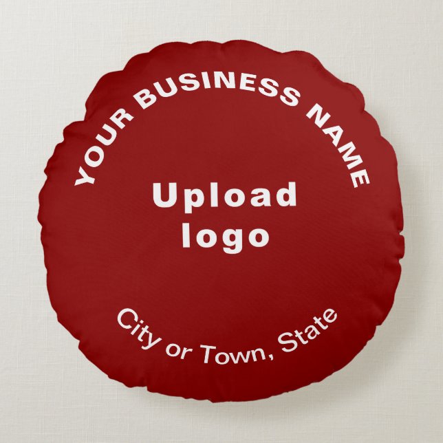 Business Brand on Red Round Throw Pillow (Front)