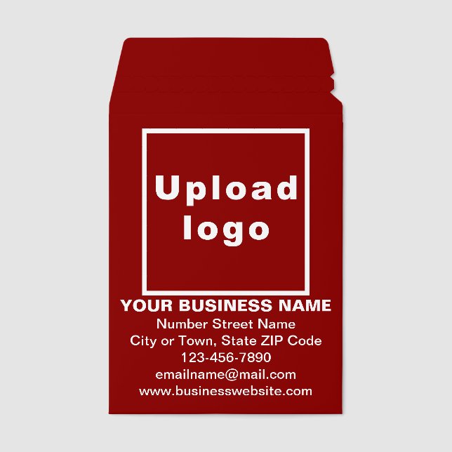 Business Brand on Red Shipping Envelope Mailer (Front)