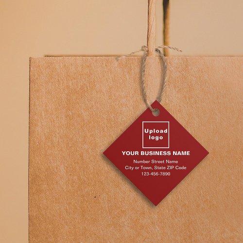Business Brand on Red Square Shape Tag
