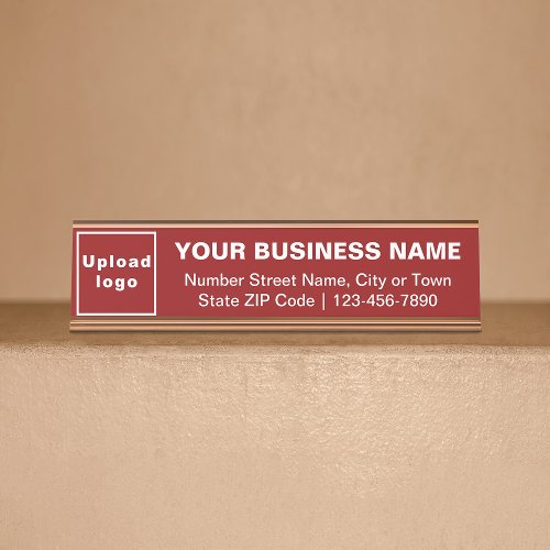 Business Brand on Red Standard Desk Name Plate