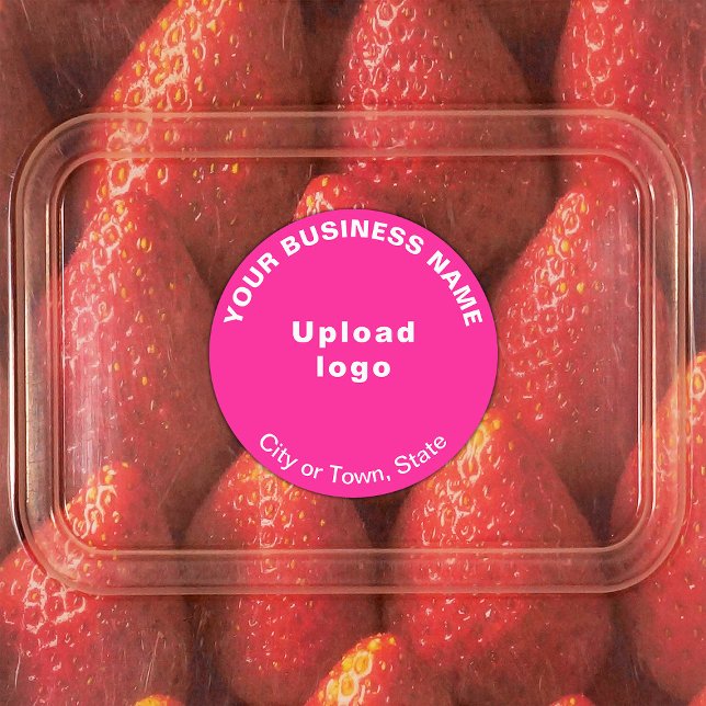 Business Brand on Round Round Adhesive Label (Pink round adhesive label with your business brand)