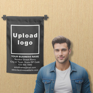 Business Brand on Single-Sided Print Black Garden Flag