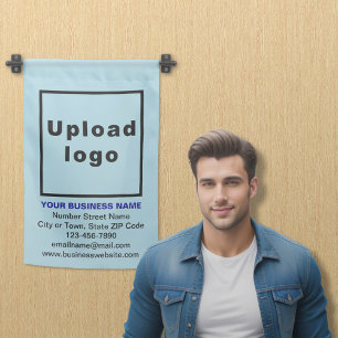 Business Brand on Single-Sided Print Light Blue Garden Flag