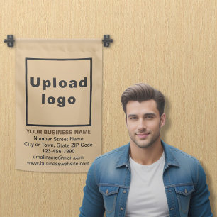 Business Brand on Single-Sided Print Light Brown Garden Flag