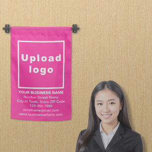 Business Brand on Single-Sided Print Pink Garden Flag