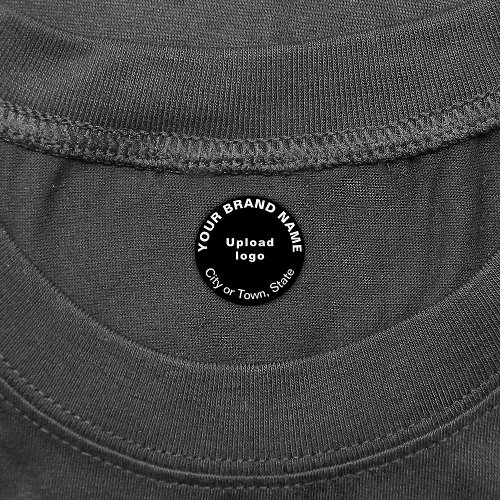 Business Brand on Small Black Circle Clothing Labels