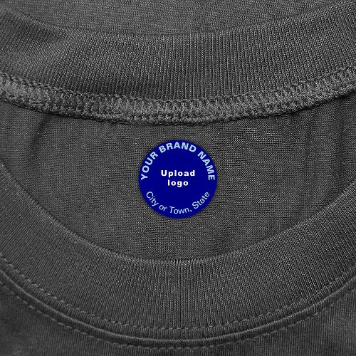 Business Brand on Small Blue Circle Clothing Label